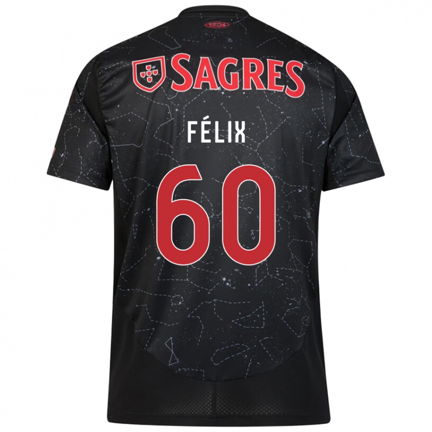 Børn Nuno Félix #60 Sort Rød Udebane Spillertrøjer 2024/25 Trøje T-Shirt