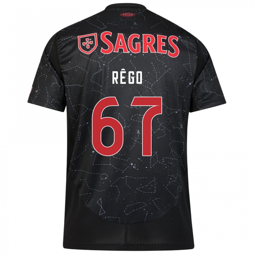 Børn Rodrigo Rêgo #67 Sort Rød Udebane Spillertrøjer 2024/25 Trøje T-Shirt