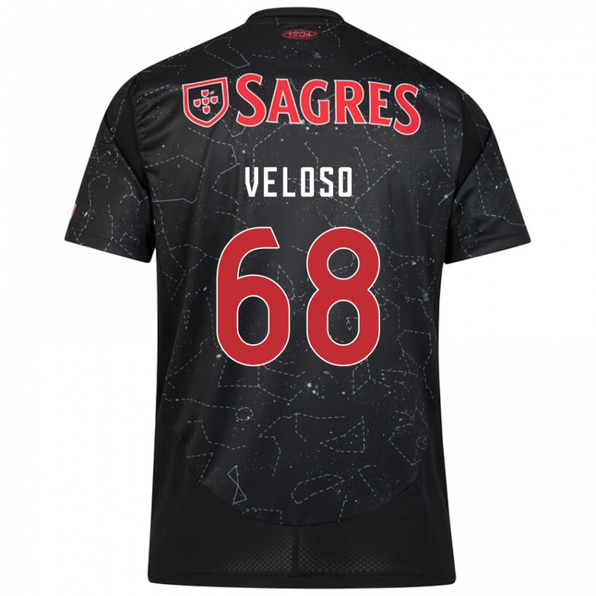 Børn João Veloso #68 Sort Rød Udebane Spillertrøjer 2024/25 Trøje T-Shirt