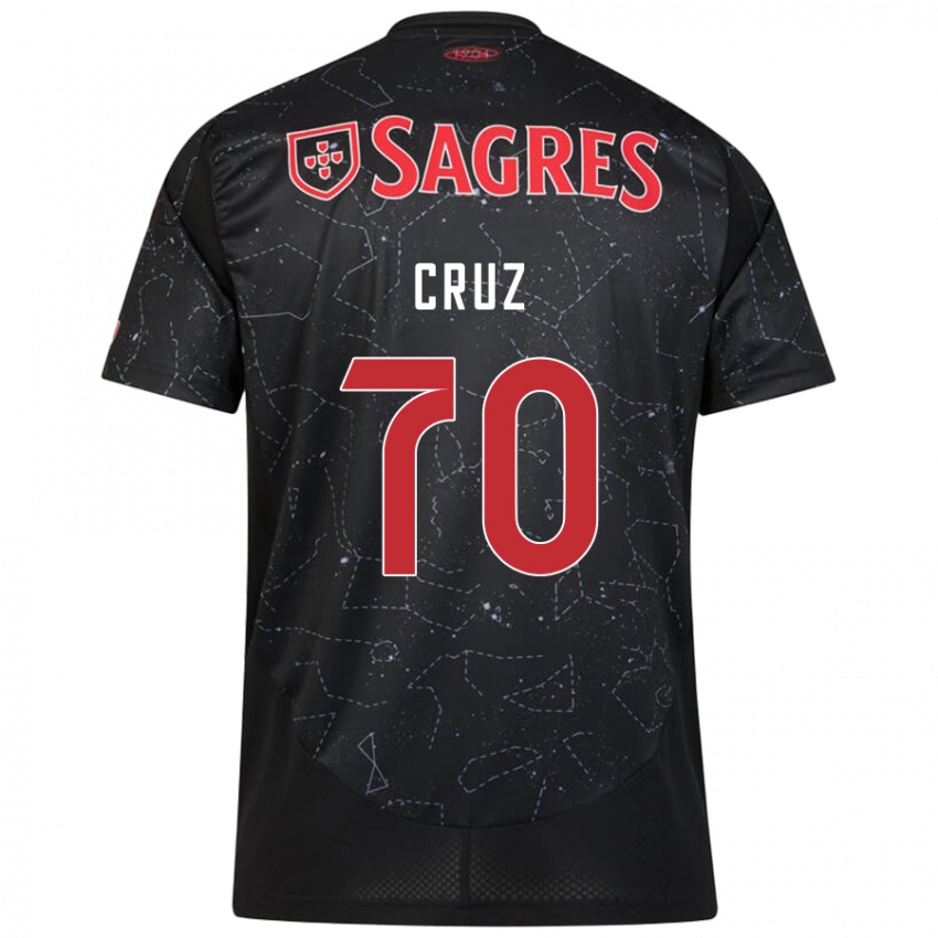 Børn Filipe Cruz #70 Sort Rød Udebane Spillertrøjer 2024/25 Trøje T-Shirt