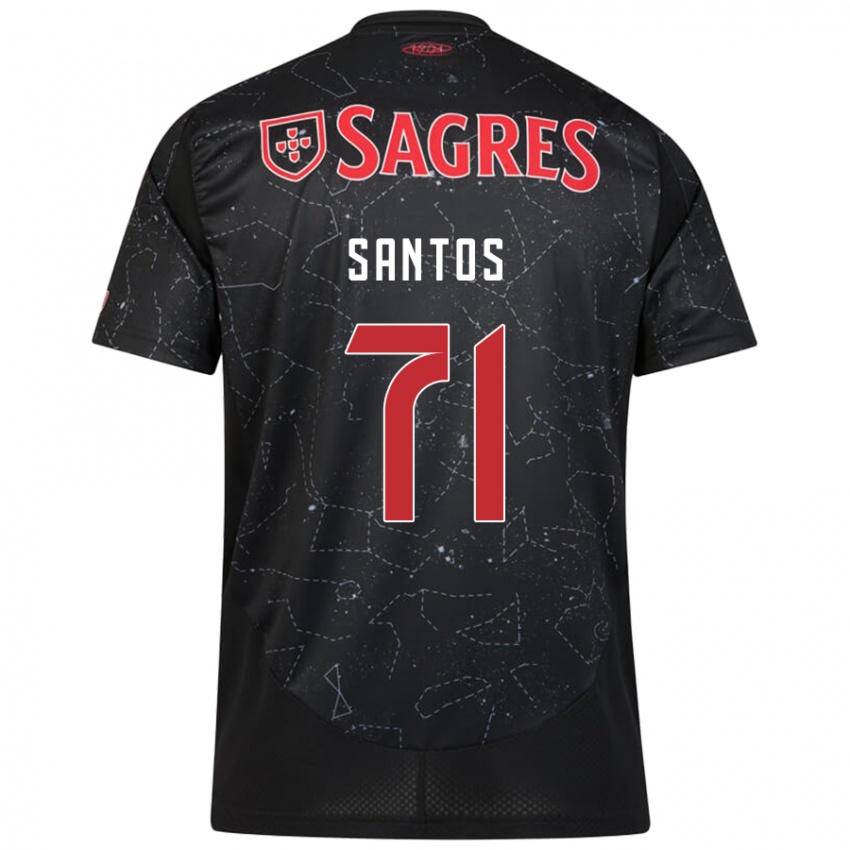 Børn Leandro Santos #71 Sort Rød Udebane Spillertrøjer 2024/25 Trøje T-Shirt