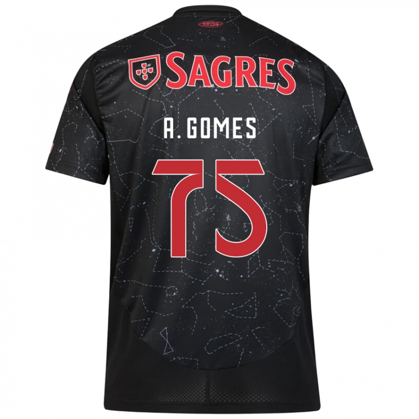 Børn André Gomes #75 Sort Rød Udebane Spillertrøjer 2024/25 Trøje T-Shirt