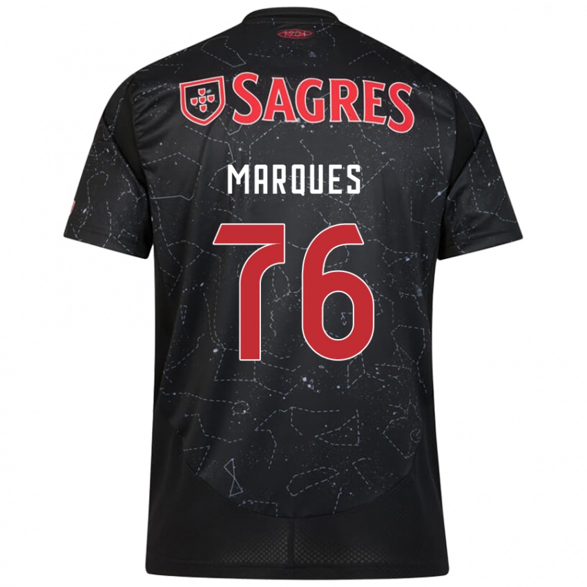 Børn Gustavo Marques #76 Sort Rød Udebane Spillertrøjer 2024/25 Trøje T-Shirt