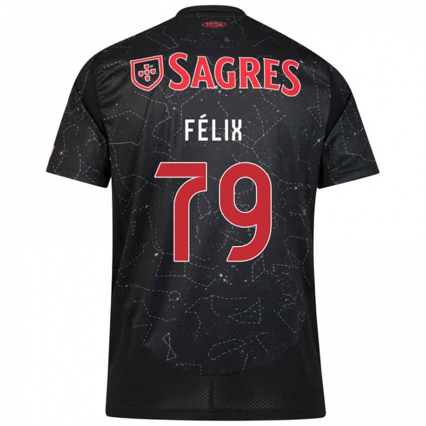 Børn Hugo Félix #79 Sort Rød Udebane Spillertrøjer 2024/25 Trøje T-Shirt