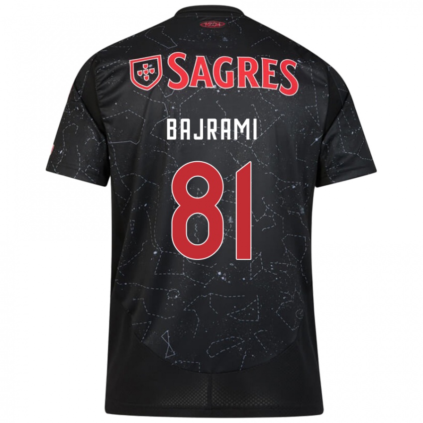 Børn Adrian Bajrami #81 Sort Rød Udebane Spillertrøjer 2024/25 Trøje T-Shirt