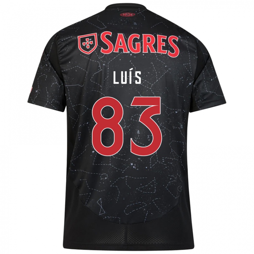 Børn Rafael Luís #83 Sort Rød Udebane Spillertrøjer 2024/25 Trøje T-Shirt