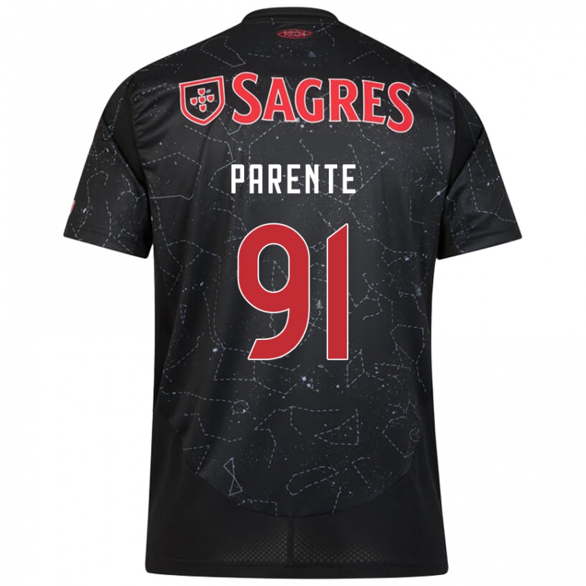 Børn Tiago Parente #91 Sort Rød Udebane Spillertrøjer 2024/25 Trøje T-Shirt