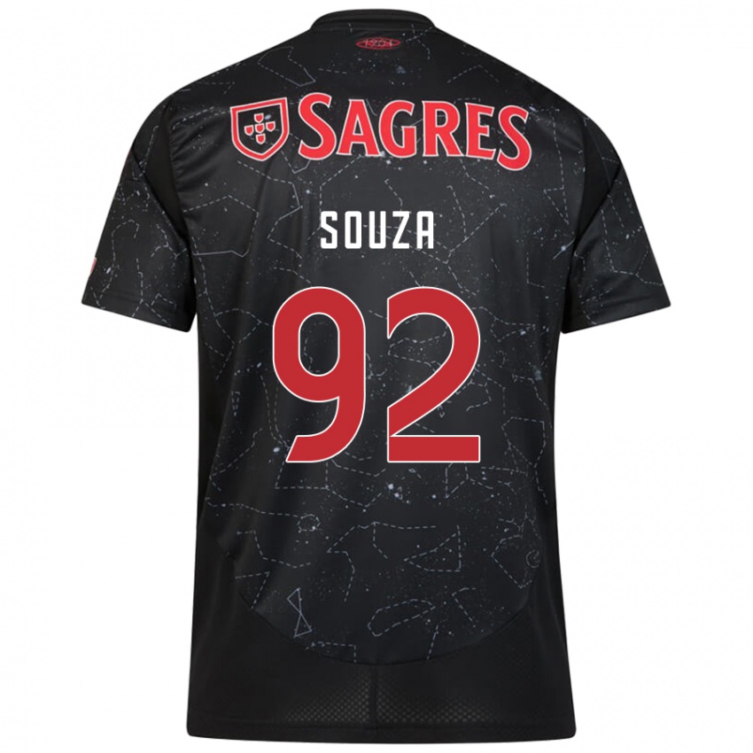 Børn Pedro Souza #92 Sort Rød Udebane Spillertrøjer 2024/25 Trøje T-Shirt