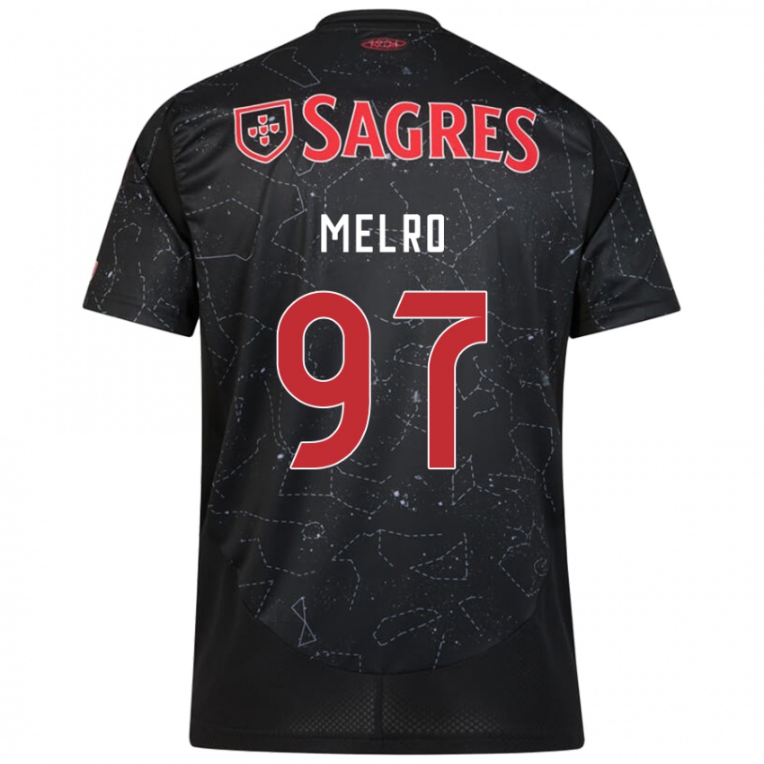 Børn José Melro #97 Sort Rød Udebane Spillertrøjer 2024/25 Trøje T-Shirt