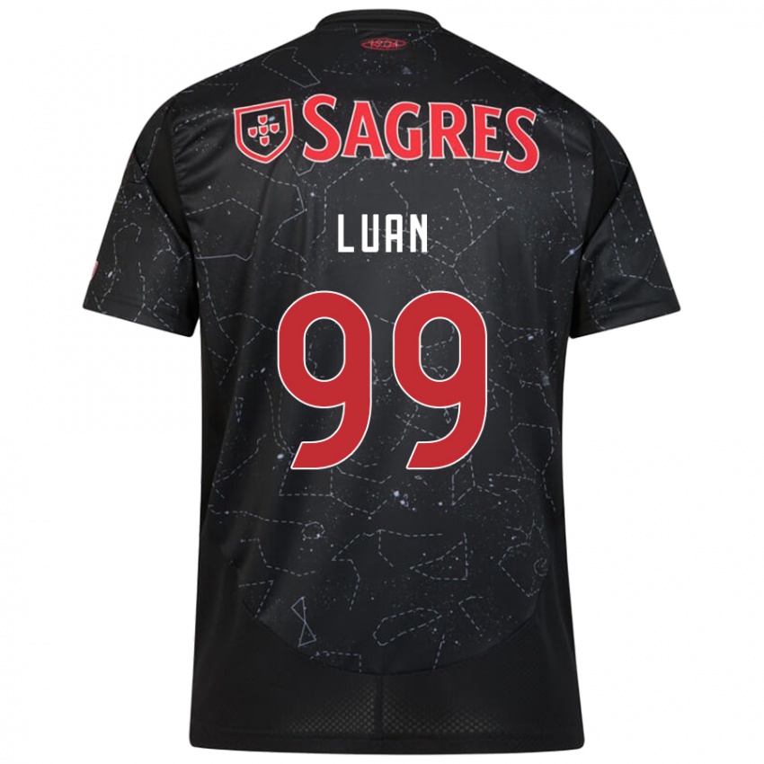 Børn Luan #99 Sort Rød Udebane Spillertrøjer 2024/25 Trøje T-Shirt