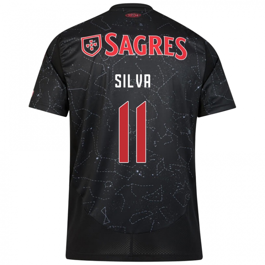 Børn Jéssica Silva #11 Sort Rød Udebane Spillertrøjer 2024/25 Trøje T-Shirt