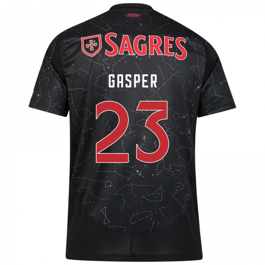 Børn Anna Gasper #23 Sort Rød Udebane Spillertrøjer 2024/25 Trøje T-Shirt