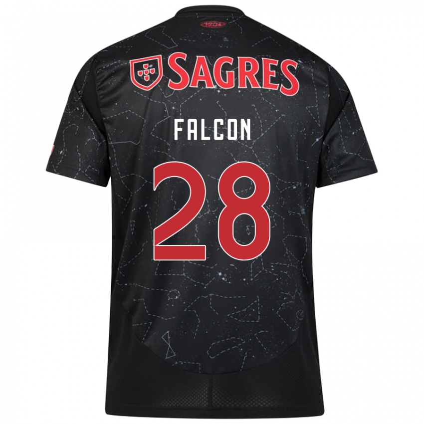 Børn Andrea Falcón #28 Sort Rød Udebane Spillertrøjer 2024/25 Trøje T-Shirt