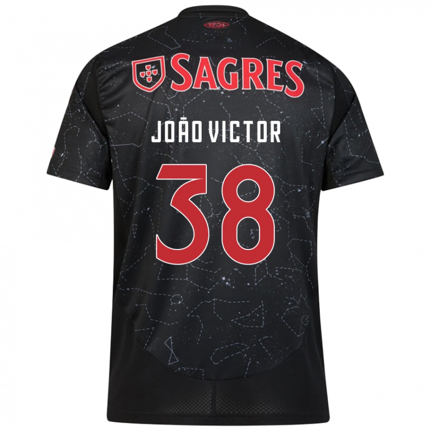 Børn Joao Victor #38 Sort Rød Udebane Spillertrøjer 2024/25 Trøje T-Shirt