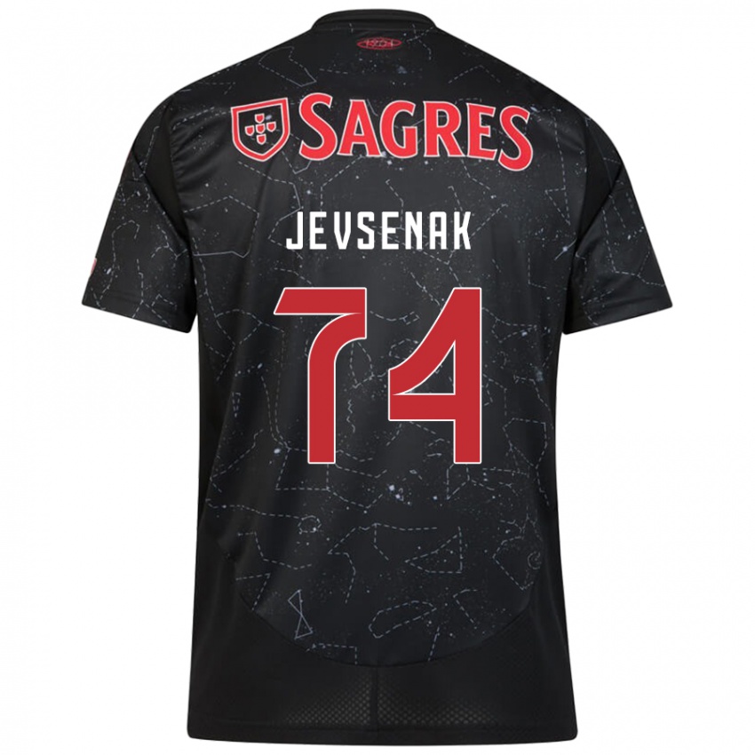 Børn Zan Jevsenak #74 Sort Rød Udebane Spillertrøjer 2024/25 Trøje T-Shirt