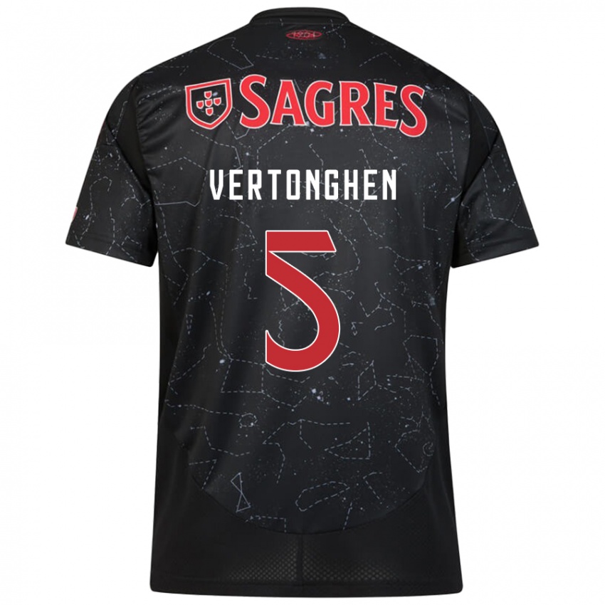 Børn Jan Vertonghen #5 Sort Rød Udebane Spillertrøjer 2024/25 Trøje T-Shirt