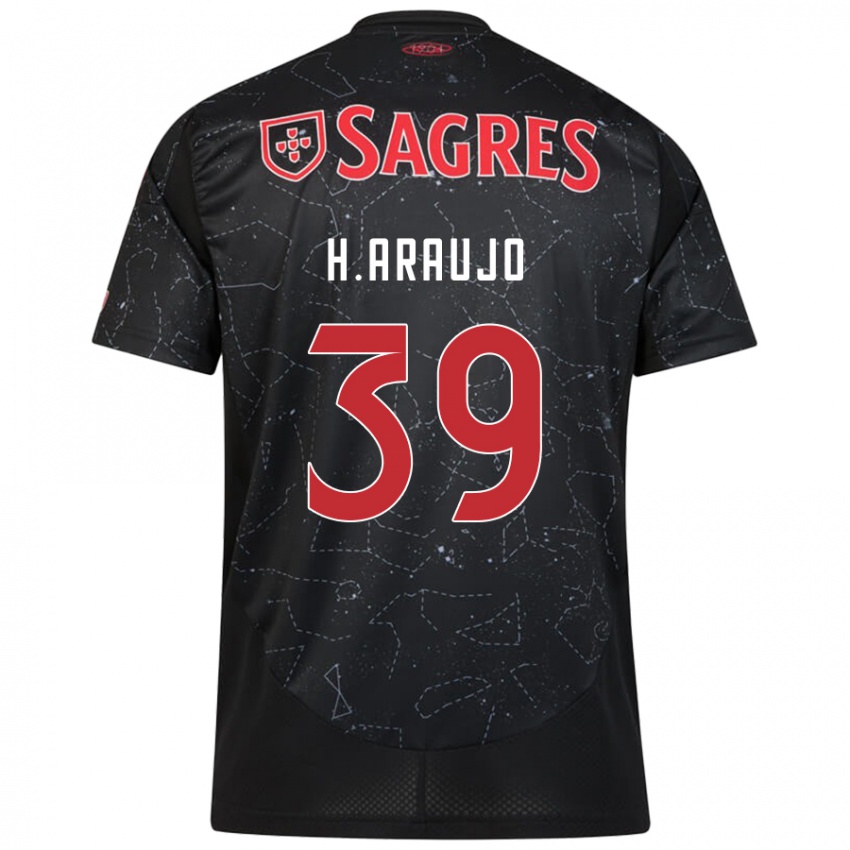 Børn Henrique Araujo #39 Sort Rød Udebane Spillertrøjer 2024/25 Trøje T-Shirt