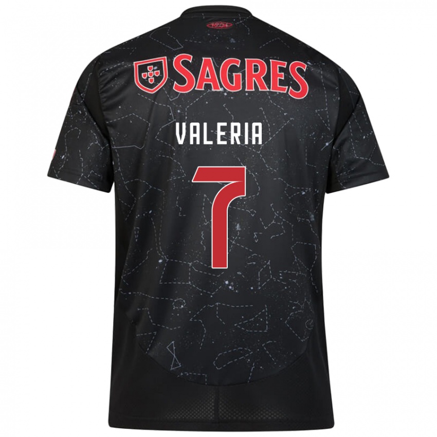 Børn Valeria #7 Sort Rød Udebane Spillertrøjer 2024/25 Trøje T-Shirt