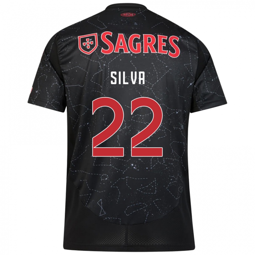 Børn Amelia Silva #22 Sort Rød Udebane Spillertrøjer 2024/25 Trøje T-Shirt