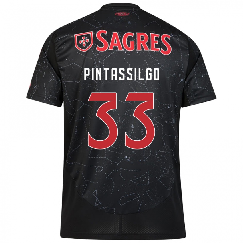 Børn Lara Pintassilgo #33 Sort Rød Udebane Spillertrøjer 2024/25 Trøje T-Shirt