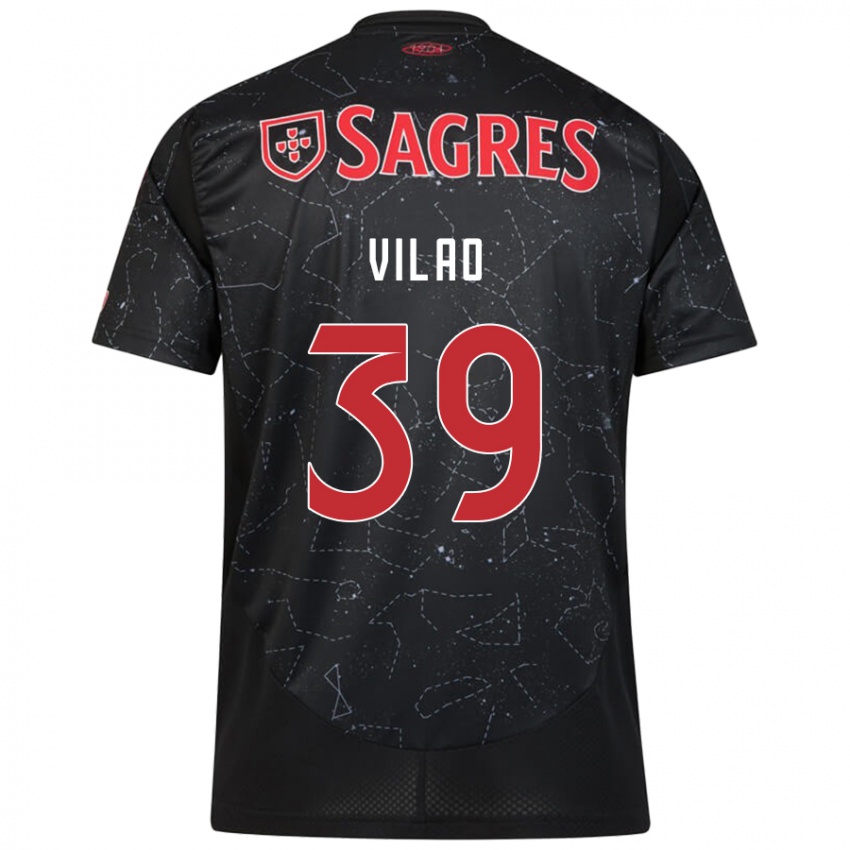 Børn Carolina Vilao #39 Sort Rød Udebane Spillertrøjer 2024/25 Trøje T-Shirt