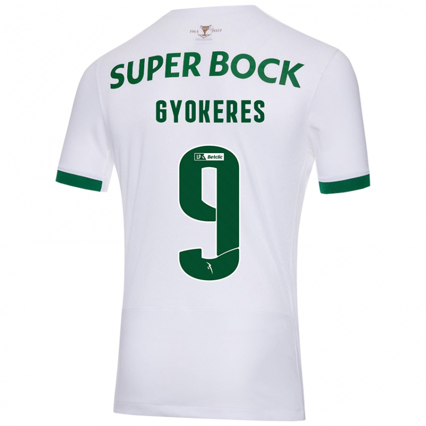 Børn Viktor Gyökeres #9 Hvid Grøn Udebane Spillertrøjer 2024/25 Trøje T-Shirt