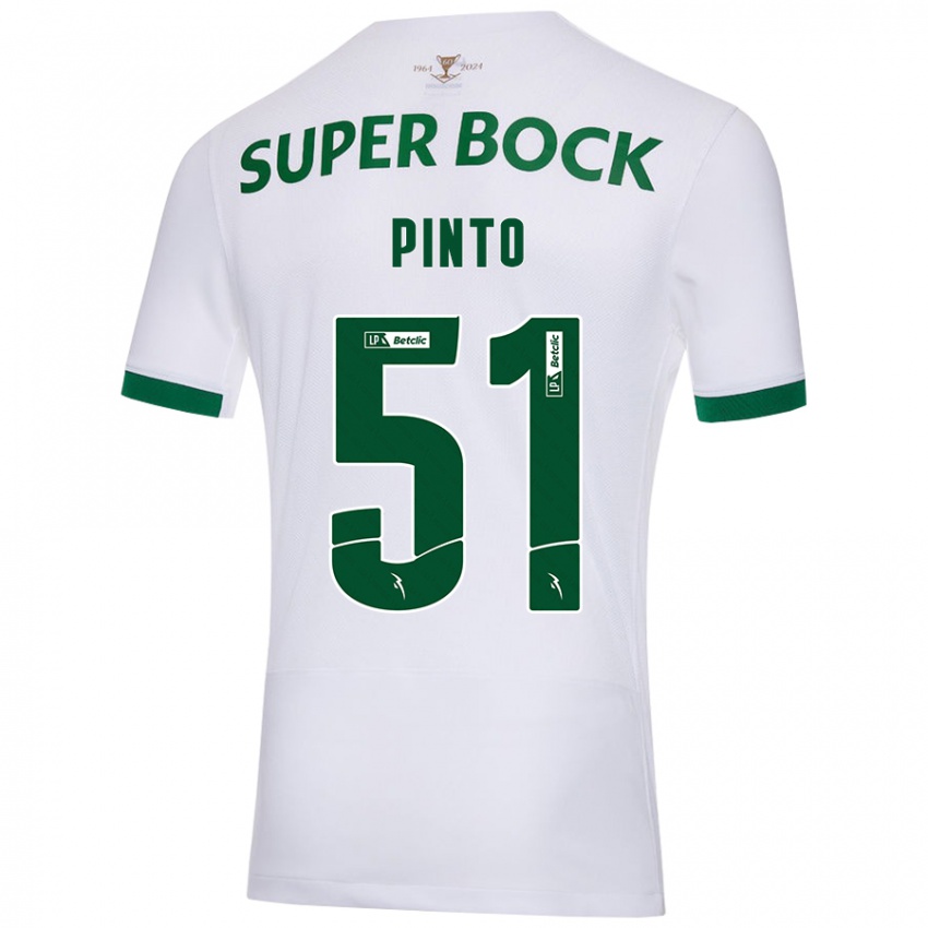 Børn Diogo Pinto #51 Hvid Grøn Udebane Spillertrøjer 2024/25 Trøje T-Shirt