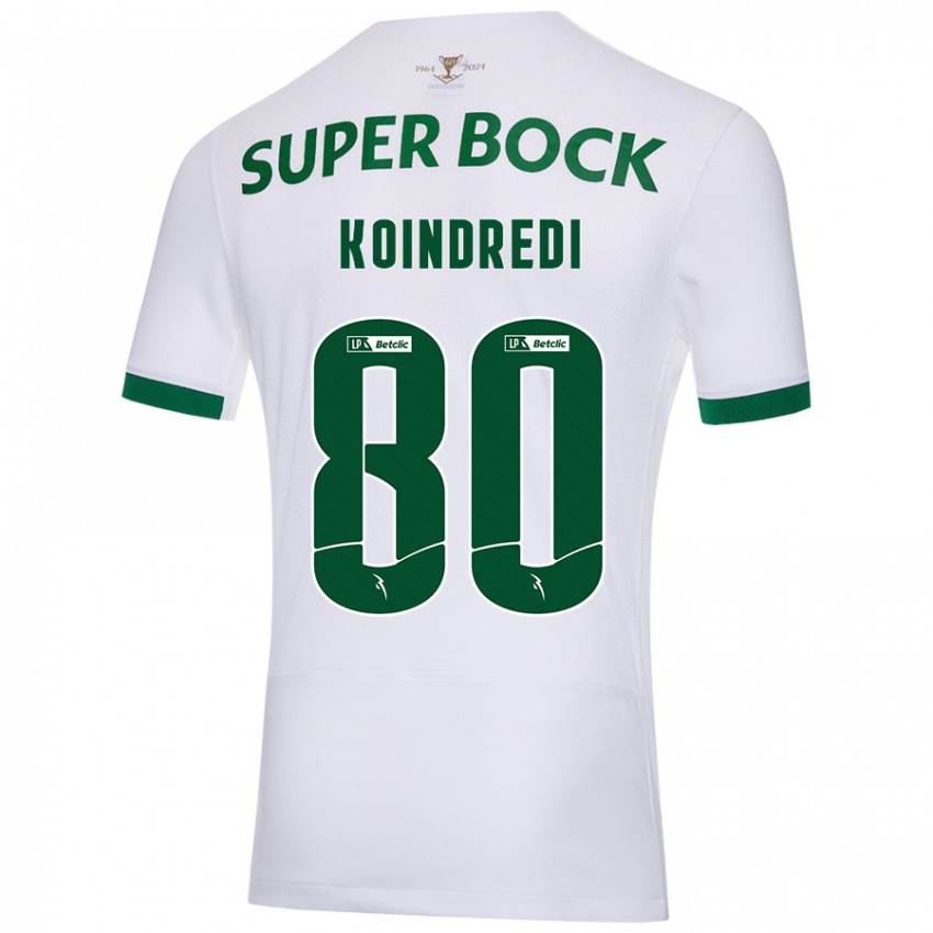 Børn Koba Koindredi #80 Hvid Grøn Udebane Spillertrøjer 2024/25 Trøje T-Shirt