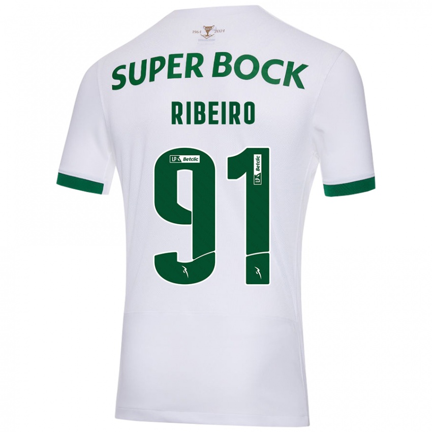 Børn Rodrigo Ribeiro #91 Hvid Grøn Udebane Spillertrøjer 2024/25 Trøje T-Shirt