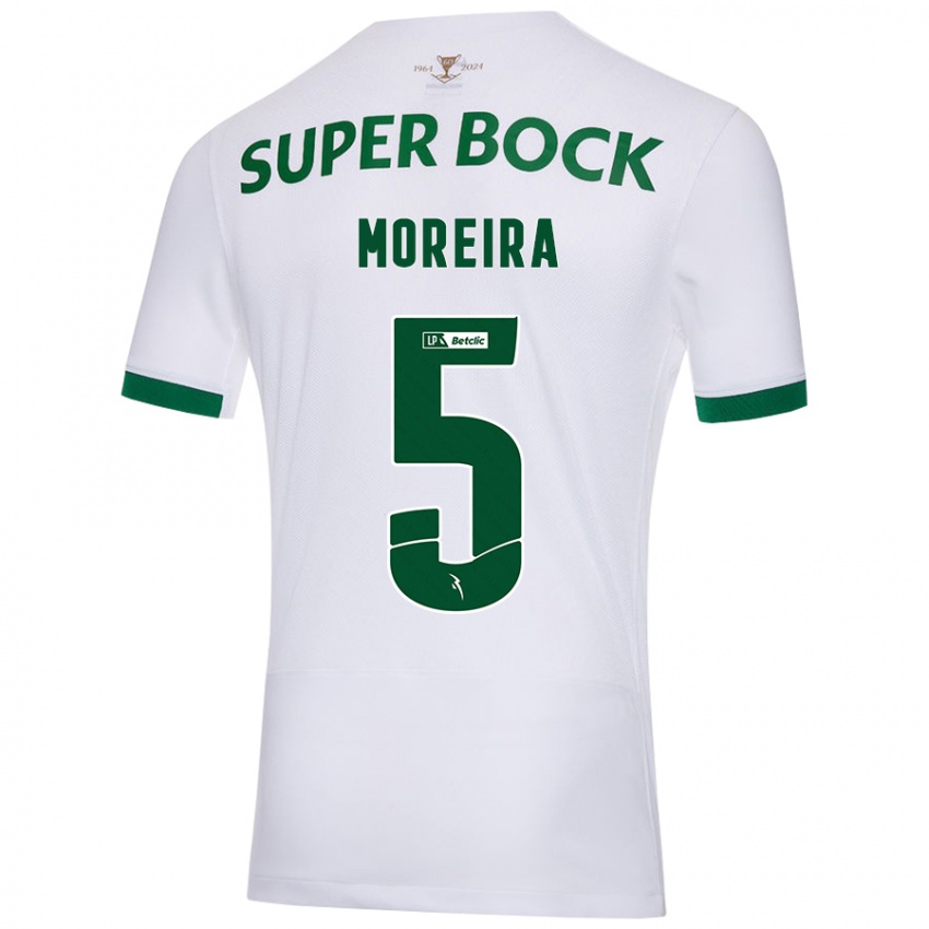 Børn David Moreira #5 Hvid Grøn Udebane Spillertrøjer 2024/25 Trøje T-Shirt