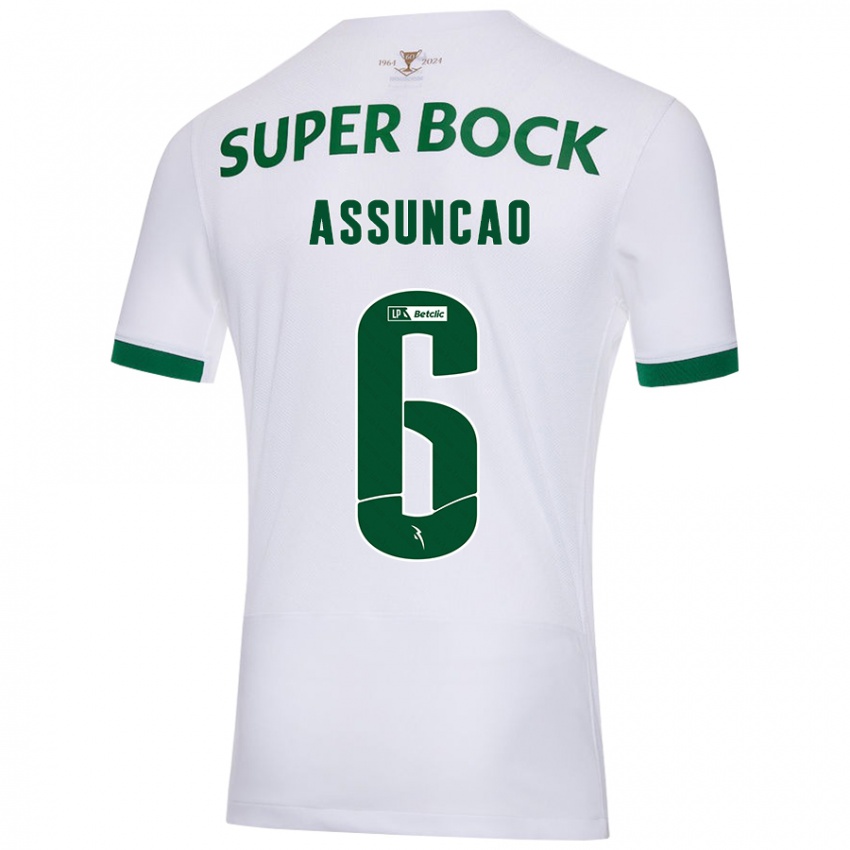 Børn João Assunção #6 Hvid Grøn Udebane Spillertrøjer 2024/25 Trøje T-Shirt