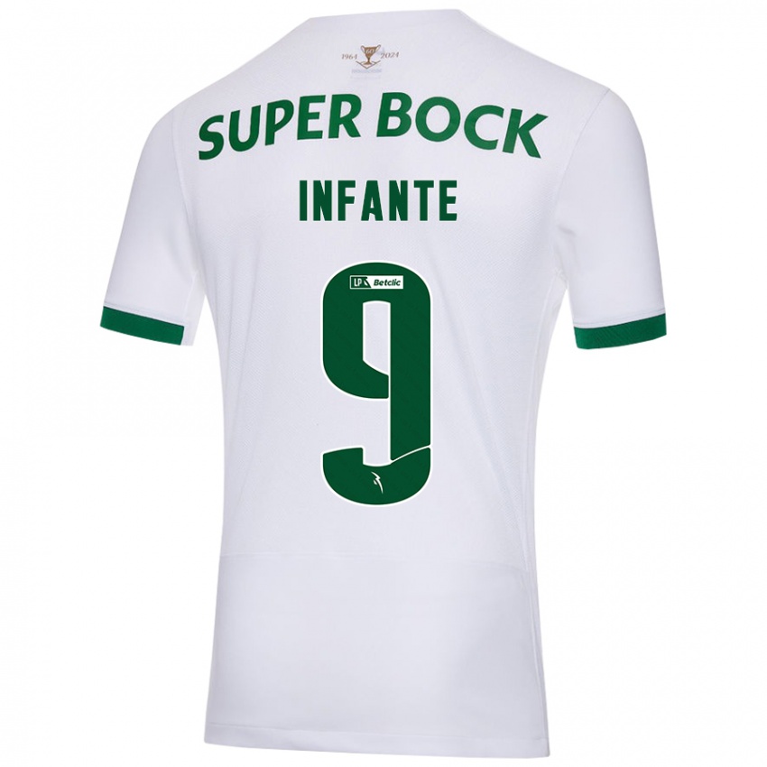 Børn João Infante #9 Hvid Grøn Udebane Spillertrøjer 2024/25 Trøje T-Shirt