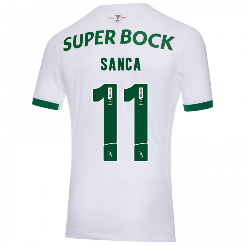 Børn Pedro Sanca #11 Hvid Grøn Udebane Spillertrøjer 2024/25 Trøje T-Shirt