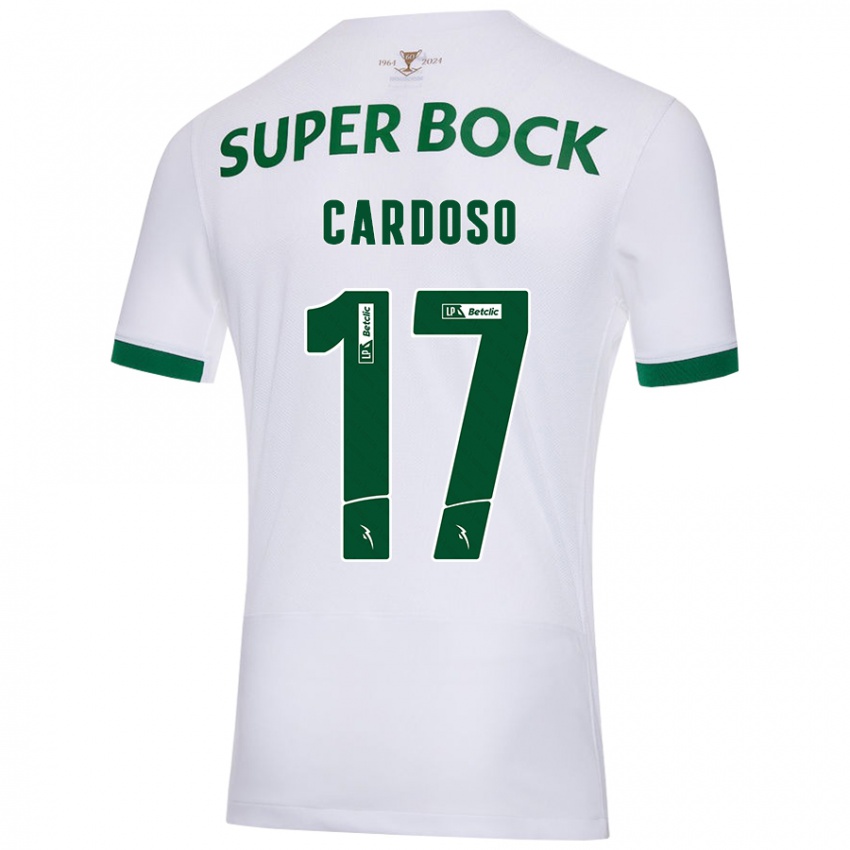 Børn Diogo Cardoso #17 Hvid Grøn Udebane Spillertrøjer 2024/25 Trøje T-Shirt