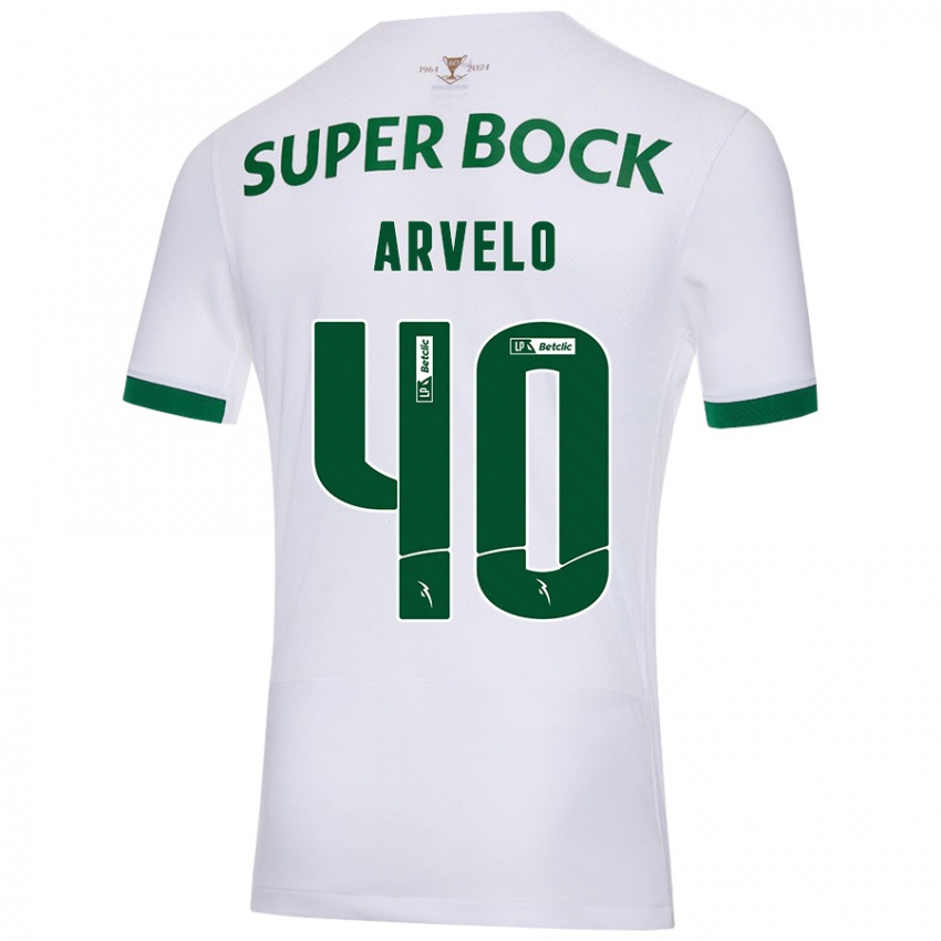 Børn Adam Arvelo #40 Hvid Grøn Udebane Spillertrøjer 2024/25 Trøje T-Shirt