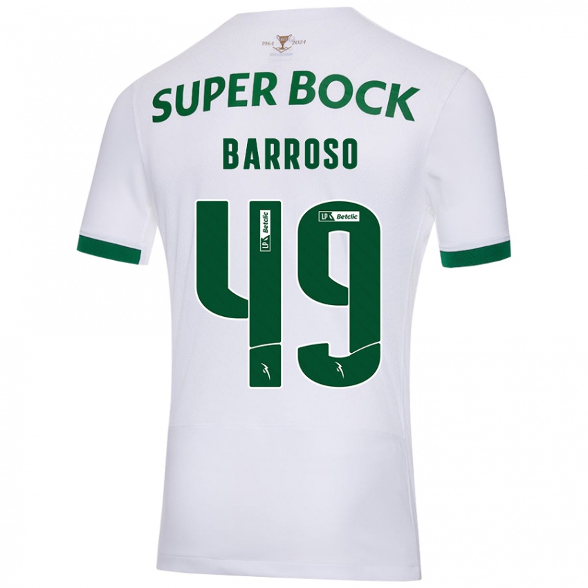 Børn Leonardo Barroso #49 Hvid Grøn Udebane Spillertrøjer 2024/25 Trøje T-Shirt