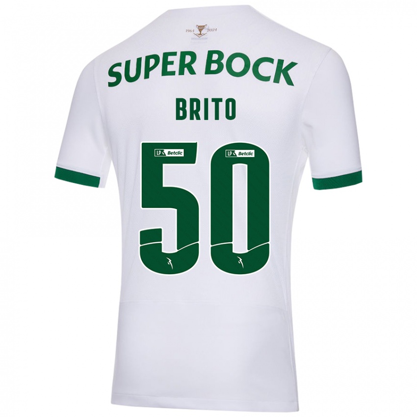 Børn Alexandre Brito #50 Hvid Grøn Udebane Spillertrøjer 2024/25 Trøje T-Shirt