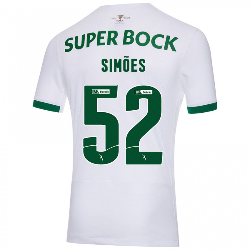 Børn João Simões #52 Hvid Grøn Udebane Spillertrøjer 2024/25 Trøje T-Shirt