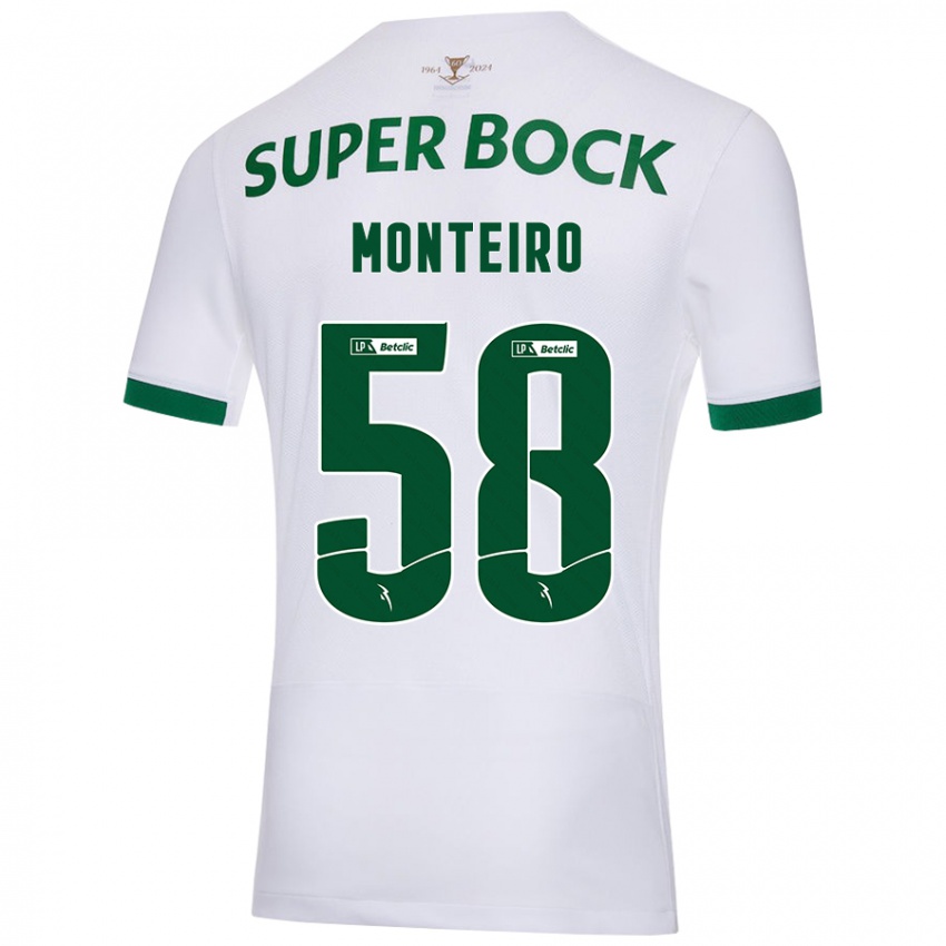 Børn David Monteiro #58 Hvid Grøn Udebane Spillertrøjer 2024/25 Trøje T-Shirt