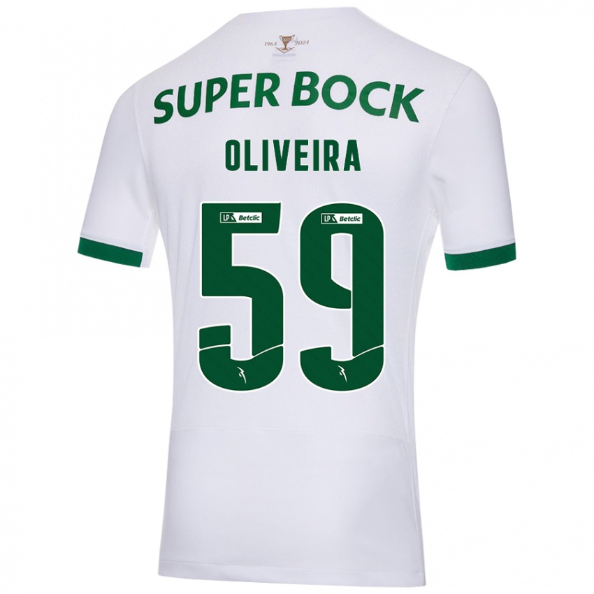 Børn Kauã Oliveira #59 Hvid Grøn Udebane Spillertrøjer 2024/25 Trøje T-Shirt