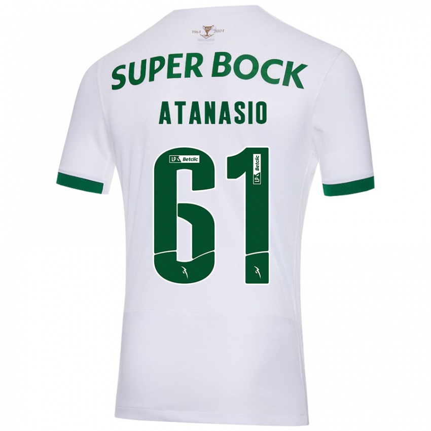 Børn Atanásio #61 Hvid Grøn Udebane Spillertrøjer 2024/25 Trøje T-Shirt