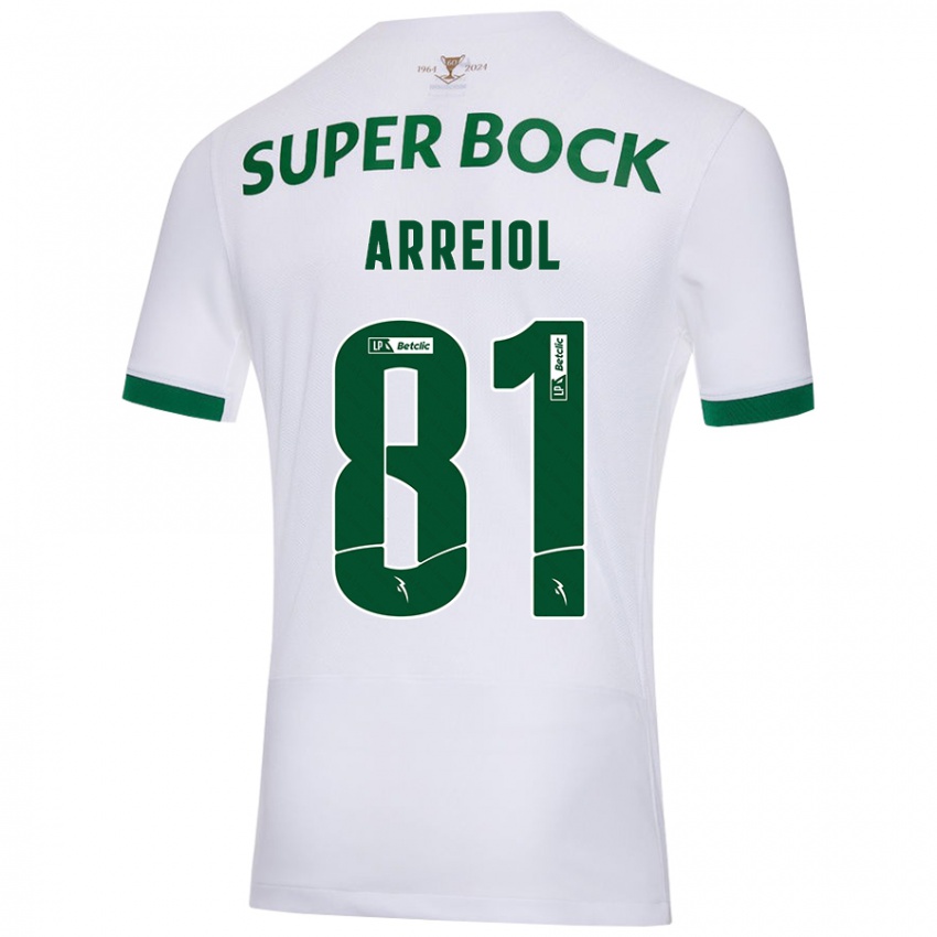 Børn Henrique Arreiol #81 Hvid Grøn Udebane Spillertrøjer 2024/25 Trøje T-Shirt