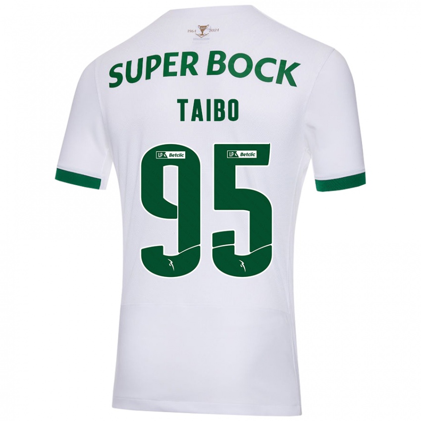 Børn Lucas Taibo #95 Hvid Grøn Udebane Spillertrøjer 2024/25 Trøje T-Shirt