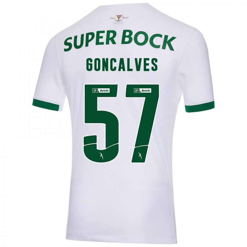 Børn Inês Gonçalves #57 Hvid Grøn Udebane Spillertrøjer 2024/25 Trøje T-Shirt