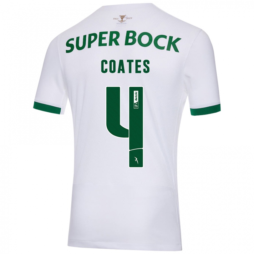 Børn Sebastián Coates #4 Hvid Grøn Udebane Spillertrøjer 2024/25 Trøje T-Shirt