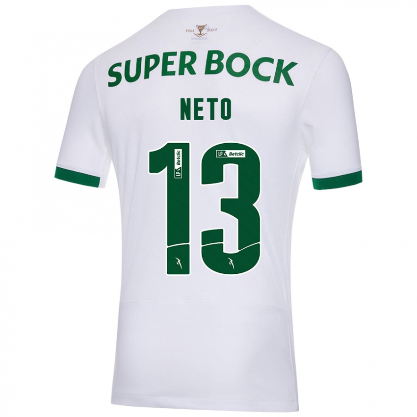 Børn Luís Neto #13 Hvid Grøn Udebane Spillertrøjer 2024/25 Trøje T-Shirt