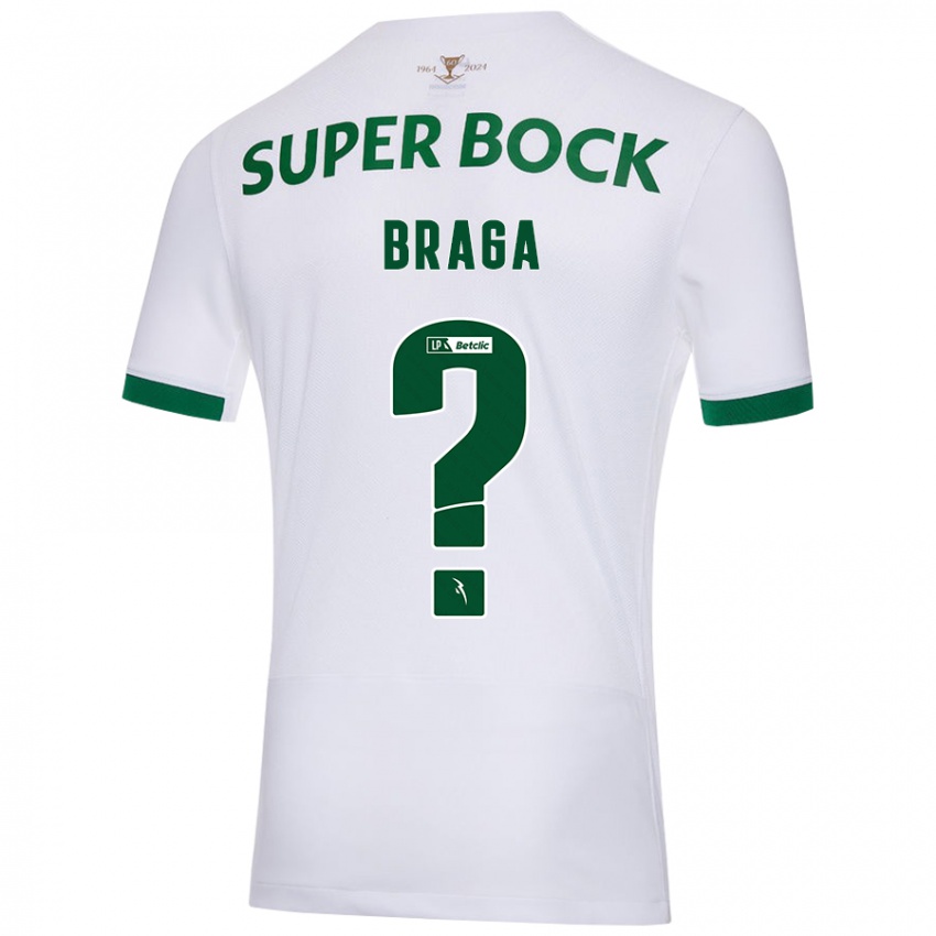 Børn Gonçalo Braga #0 Hvid Grøn Udebane Spillertrøjer 2024/25 Trøje T-Shirt