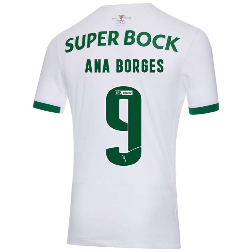 Børn Ana Catarina Marques Borges #9 Hvid Grøn Udebane Spillertrøjer 2024/25 Trøje T-Shirt