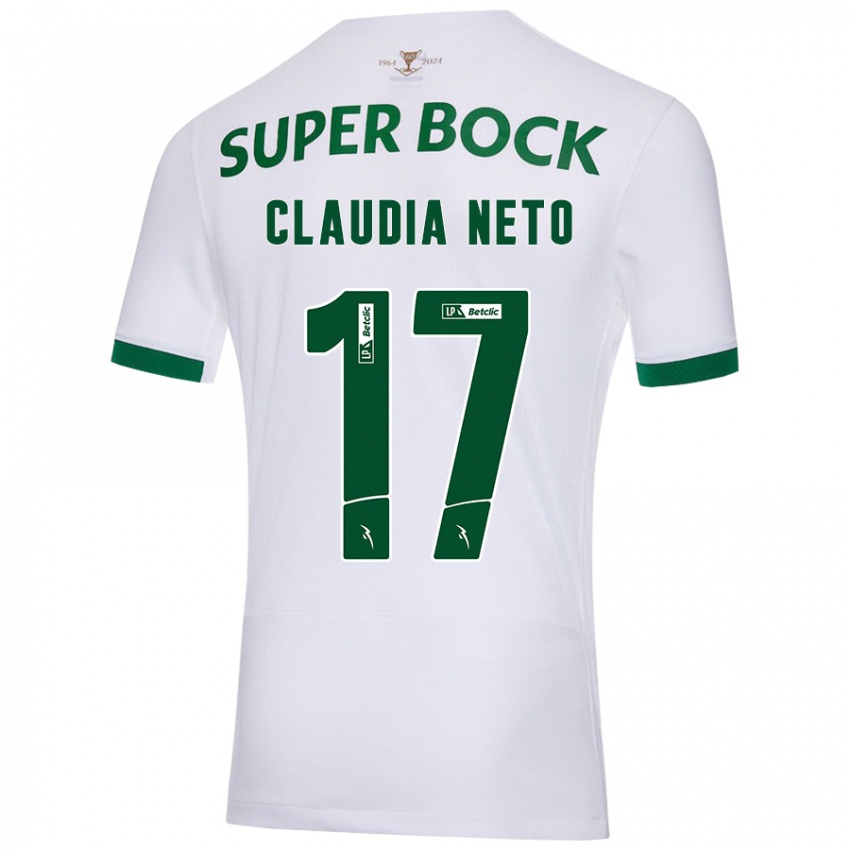 Børn Cláudia Teresa Pires Neto #17 Hvid Grøn Udebane Spillertrøjer 2024/25 Trøje T-Shirt