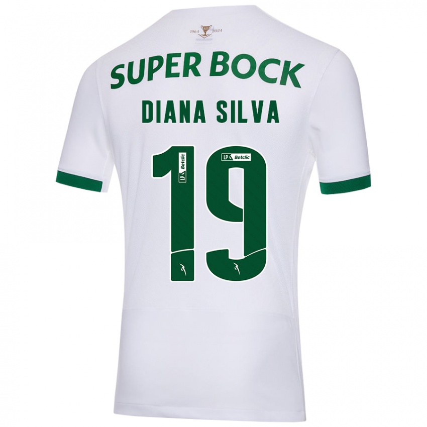 Børn Diana Micaela Abreu De Sousa E Silva #19 Hvid Grøn Udebane Spillertrøjer 2024/25 Trøje T-Shirt